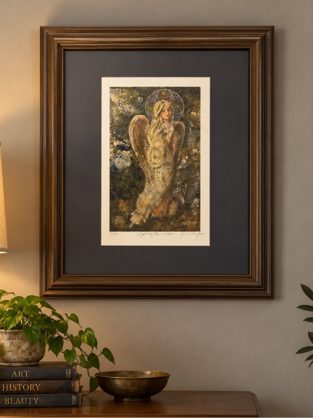 JANET SEARFOSS Light Of The Woods Angel SIGNED BATIK GICLEE PRINT 6/100